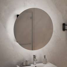 Trail Small Bathroom Mirrored Cabinet In Black With LED - UK