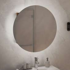 Trail Small Bathroom Mirrored Cabinet In Oak With LED - UK