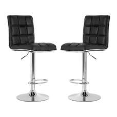 Treno Black Faux Leather Bar Chairs With Chrome Base In A Pair - UK