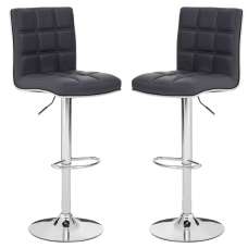 Treno Grey Faux Leather Bar Chairs With Chrome Base In A Pair - UK