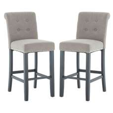 Trento Upholstered Natural Fabric Bar Chairs In A Pair - UK