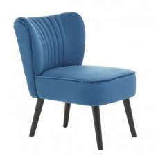 Trento Upholstered Velvet Accent Chair In Blue - UK