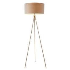 Tri Grey Linen Mix Fabric Shade Floor Lamp In Matt Nickel - UK