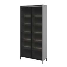 Trier Display Cabinet 2 Glass Doors In Matt Grey With LED - UK
