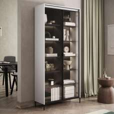 Trier Display Cabinet 2 Glass Doors In Matt White With LED - UK