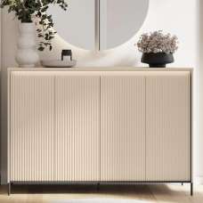 Trier Wooden Hallway Cabinet With 4 Doors In Beige And LED - UK