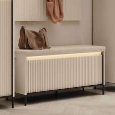 Trier Wooden Hallway Seating Bench In Beige And LED - UK