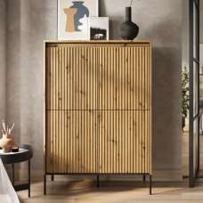 Trier Wooden Highboard With 4 Doors In Artisan Oak - UK