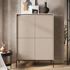 Trier Wooden Highboard With 4 Doors In Beige - UK
