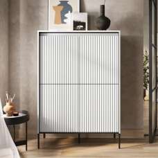 Trier Wooden Highboard With 4 Doors In Matt White - UK