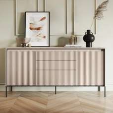 Trier Wooden Sideboard With 2 Doors 3 Drawers In Beige - UK