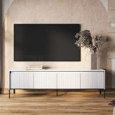 Trier Wooden TV Stand Large With 4 Doors In Matt White - UK