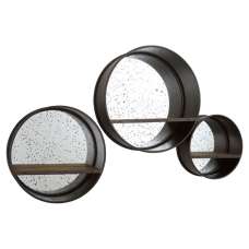 Trigona Set Of 3 Wall Bedroom Mirrors In Matte Silver Frame - UK