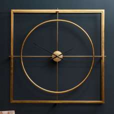 Trigona Square Metal Wall Clock In Gold Frame - UK