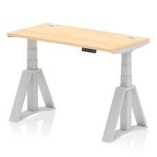 Troy 120cm Wooden Adjustable Laptop Desk With Silver Foot In Maple - UK