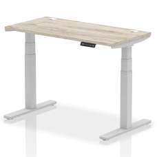 Troy 120cm Wooden Adjustable Laptop Desk With Silver Legs In Grey Oak - UK