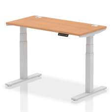 Troy 120cm Wooden Adjustable Laptop Desk With Silver Legs In Oak - UK