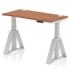 Troy 120cm Wooden Adjustable Laptop Desk With Silver Foot In Walnut - UK
