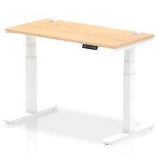 Troy 120cm Wooden Adjustable Laptop Desk With White Legs In Maple - UK