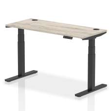 Troy 140cm Wooden Adjustable Laptop Desk With Black Legs In Grey Oak - UK