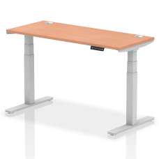 Troy 140cm Wooden Adjustable Laptop Desk With Silver Legs In Beech - UK