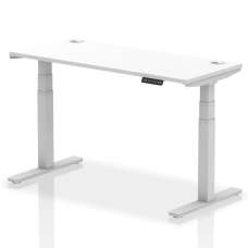 Troy 140cm Wooden Adjustable Laptop Desk With Silver Legs In White - UK
