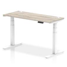Troy 140cm Wooden Adjustable Laptop Desk White Legs In Grey Oak - UK
