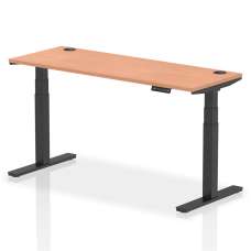 Troy 160cm Wooden Adjustable Laptop Desk With Black Legs In Beech - UK