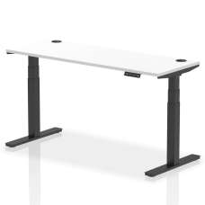 Troy 160cm Wooden Adjustable Laptop Desk With Black Legs In White - UK