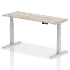 Troy 160cm Wooden Adjustable Laptop Desk Silver Legs In Grey Oak - UK