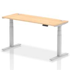 Troy 160cm Wooden Adjustable Laptop Desk With Silver Legs In Maple - UK
