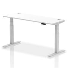Troy 160cm Wooden Adjustable Laptop Desk With Silver Legs In White - UK