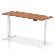 Troy 160cm Wooden Adjustable Laptop Desk With White Legs In Walnut - UK