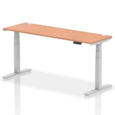 Troy 180cm Wooden Adjustable Laptop Desk With Silver Legs In Beech - UK