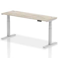 Troy 180cm Wooden Adjustable Laptop Desk Silver Legs In Grey Oak - UK