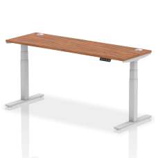 Troy 180cm Wooden Adjustable Laptop Desk With Silver Legs In Walnut - UK