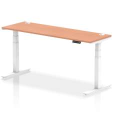 Troy 180cm Wooden Adjustable Laptop Desk With White Legs In Beech - UK