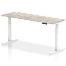 Troy 180cm Wooden Adjustable Laptop Desk With White Legs In Grey Oak - UK