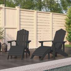 Troy Garden HDPE Anthracite Armchairs With Footstools In Pair - UK