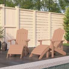 Troy Garden HDPE Brown Armchairs With Footstools In Pair - UK