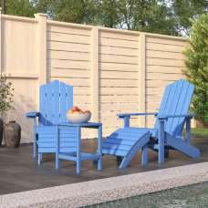 Troy HDPE Armchairs With Footstool And Table In Aqua Blue - UK