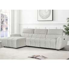 Truro Fabric Left Hand Electric Recliner Corner Sofa In Silver - UK