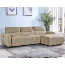 Truro Fabric Right Hand Electric Recliner Corner Sofa In Mocha - UK