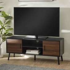Tudor Wooden TV Stand With 2 Doors in Walnut and Black Oak - UK