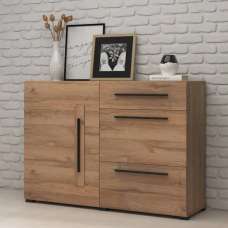 Trail Wooden Sideboard With 1 Door 3 Drawers In Grandson Oak - UK
