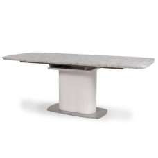 Tupelo Large Wooden Extending Dining Table In White Marble Effect - UK