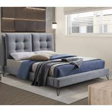 Tuscany Fabric Double Bed With Oak Legs In Dark Grey - UK