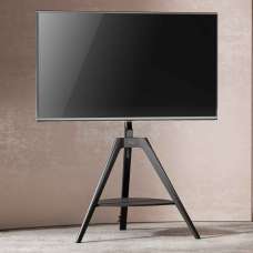 Tyler Floor Standing Wooden TV Stand With Shelf - Black - UK