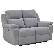 Tyrone Fabric Electric Recliner 2 Seater Sofa In Stone - UK