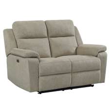 Tyrone Fabric Electric Recliner 2 Seater Sofa In Taupe - UK